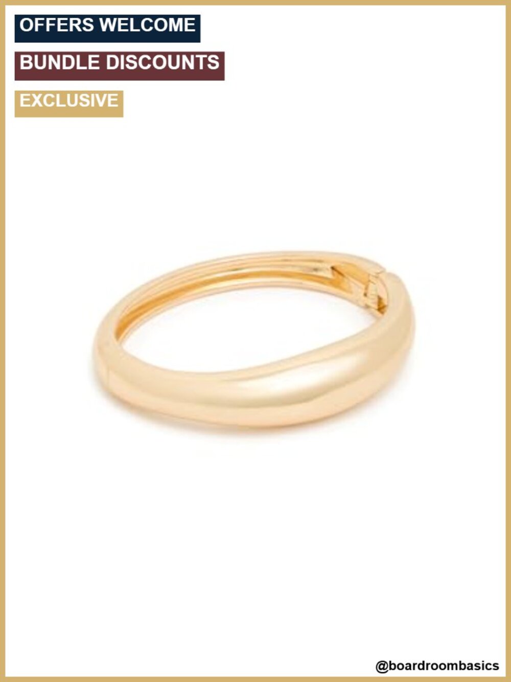 Gold Plated Brass Cuff Bracelet Polished Design One Size